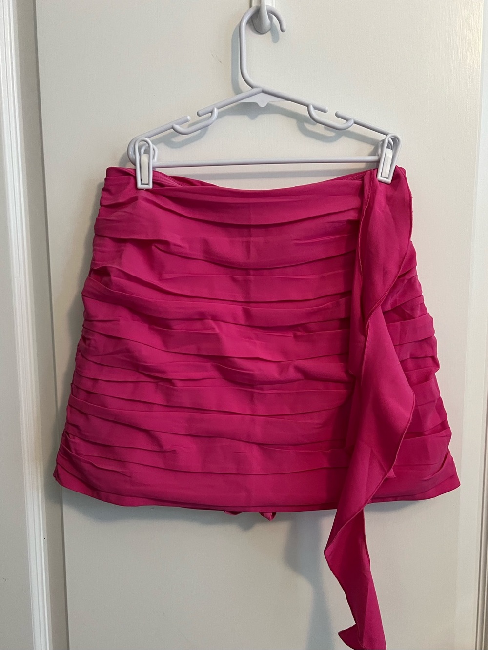 Abercrombie & Fitch Bright Fuchsia Tiered Mini Skirt with Side Sash